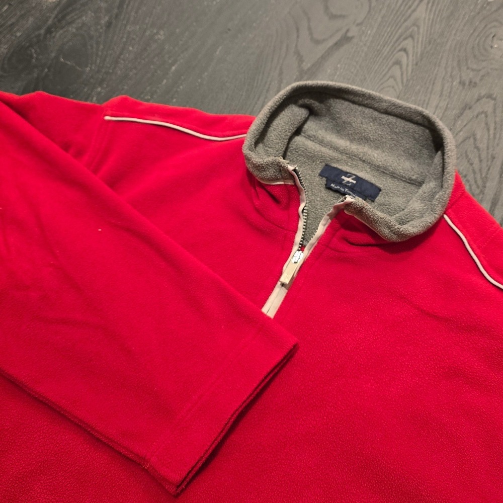Zegna Sport Mens Red Quarter Zip Fleece Pullover Mock Neck Sweatshirt Size M